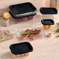 thumbnail image 3 of Virtu Glass Food Storage Containers, Grooved Base 12pc Glass Storage Containers with Lids, Microwave, Freezer & Oven Safe Meal Prep, BPA Free, Black, 3 of 9