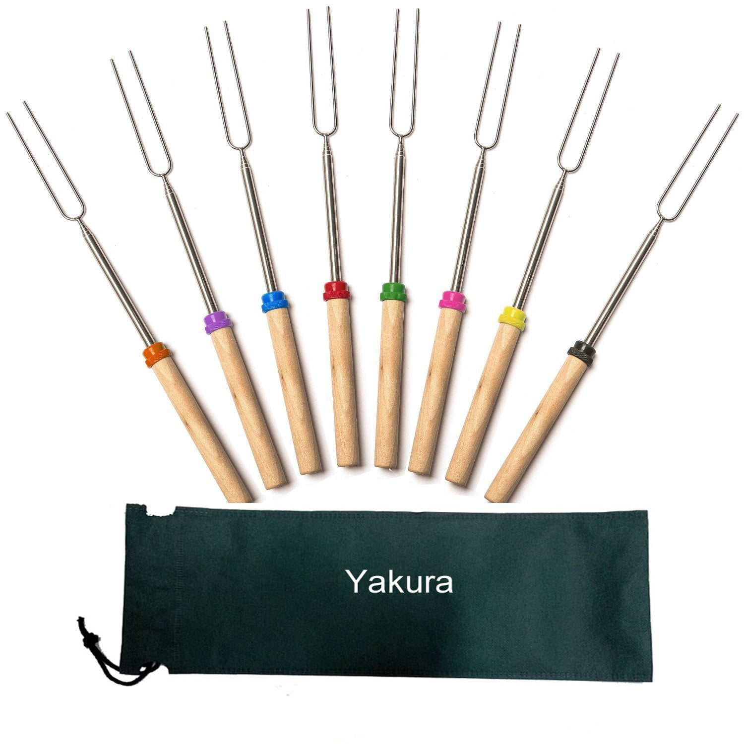 Yakura 8 Piece Marshmallow Roasting Sticks Telescoping Smore Skewers For Bbq Hot Dog Fork Patio Fire Pit Camping 