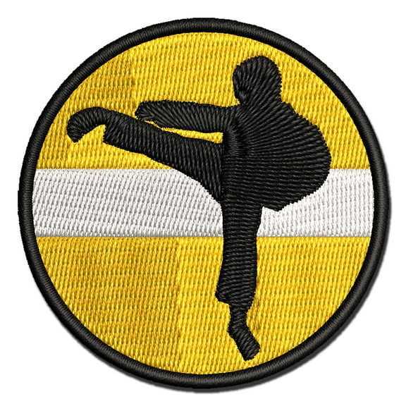 Martial Arts Karate Kick Solid Applique Multi-Color Embroidered Iron-On Patch - 2.5 Inch Small