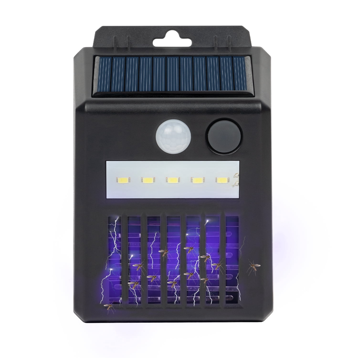 Wall-mounted Solar Bug Zapper Outdoor 4 Pack, Waterproof Electric LED Light Mosquito Killer Lamp with Motion Sensor for Backyard Patio Camping, Garden, Yard - Portable, Eco-Friendly, Black