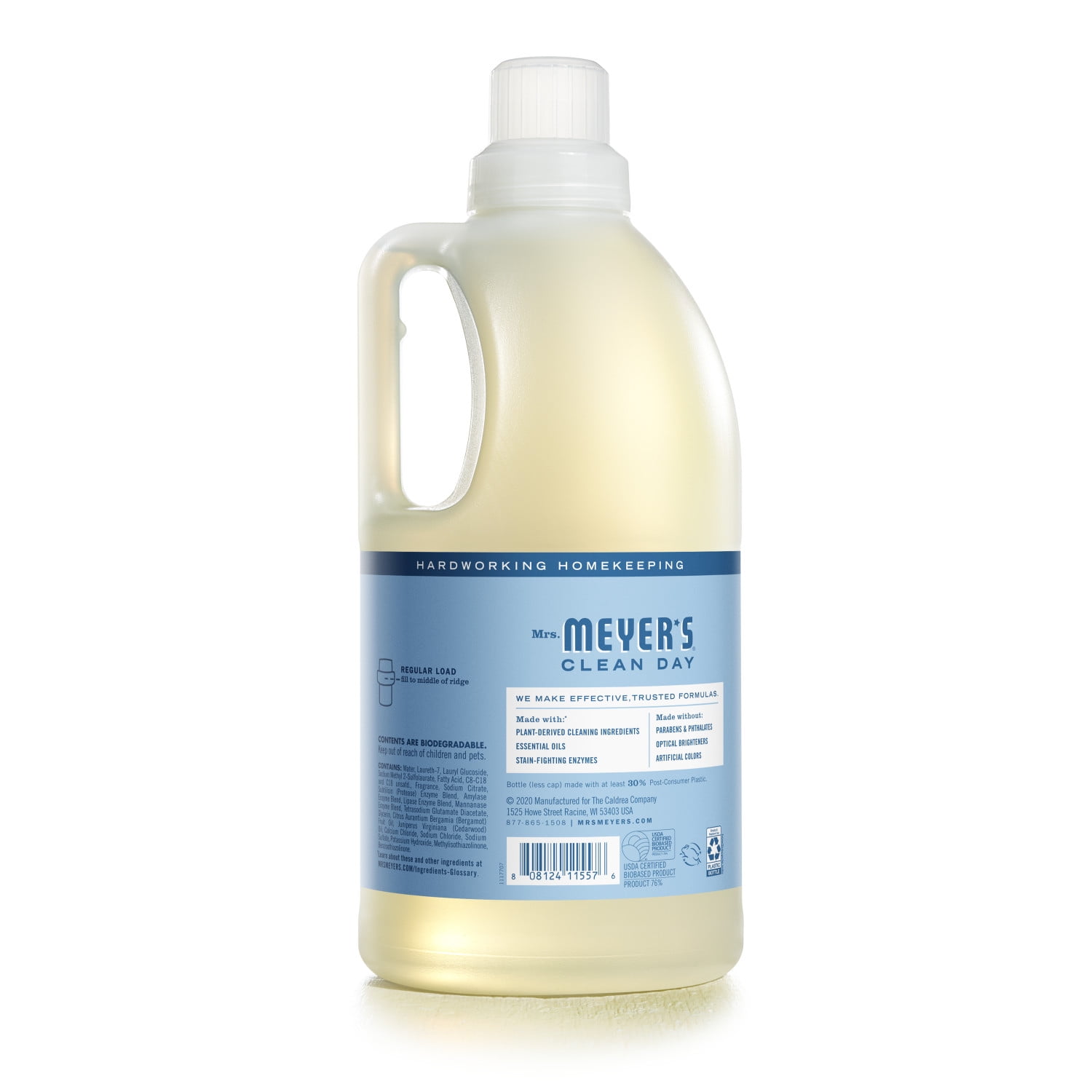 Mrs. Meyer's Clean Day Laundry Detergent, Rain Water Scent, 64 Ounce Bottle (Pack of 2)