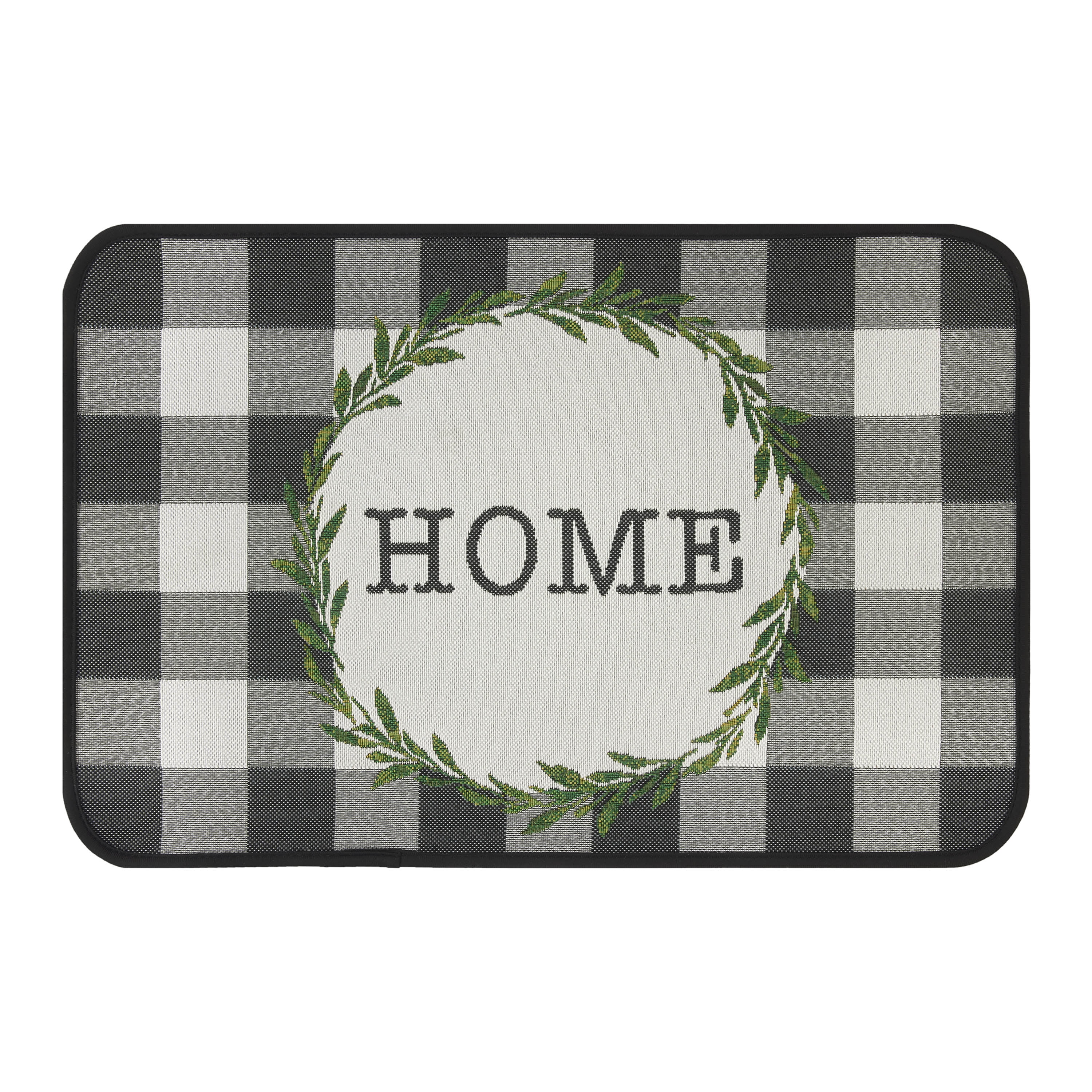 (4 pack) Mainstays Buffalo Check Kitchen Rug, 20 in x 30 in, 65% Polypropylene/35% Polyester, Gray