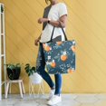 thumbnail image 4 of FORMRS Womens Canvas Tote Bag with Zipper Inner Pocket Shoulder Handbag, Blue Oranges, 4 of 7