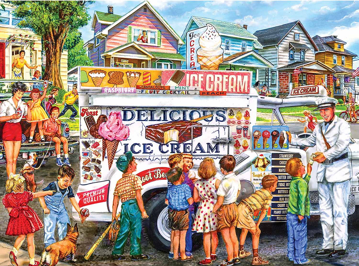 RoseArt Back to the Past 1000-Piece Ice Cream Truck Day Adult Interlocking Puzzle