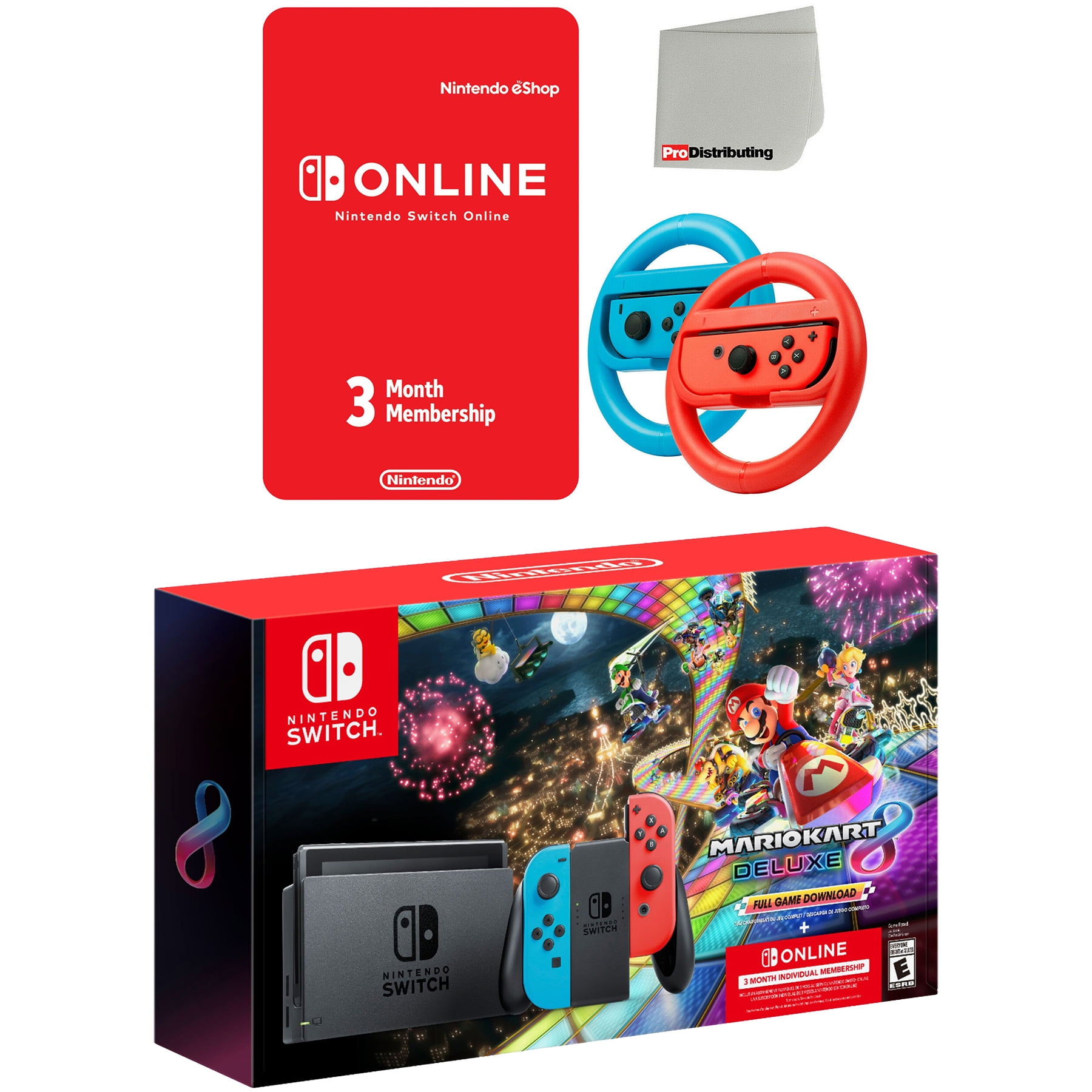 Nintendo Switch Bundle: Neon Joy-Con, Mario Kart 8, Super