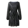thumbnail image 5 of Women's Dress Fashion Casual Dresses Daily Wear Holiday Party Sequin Beaded Lace Up Long Sleeve Female Sundress Lady Beach Elegant Women Clothes Stylish, 5 of 12
