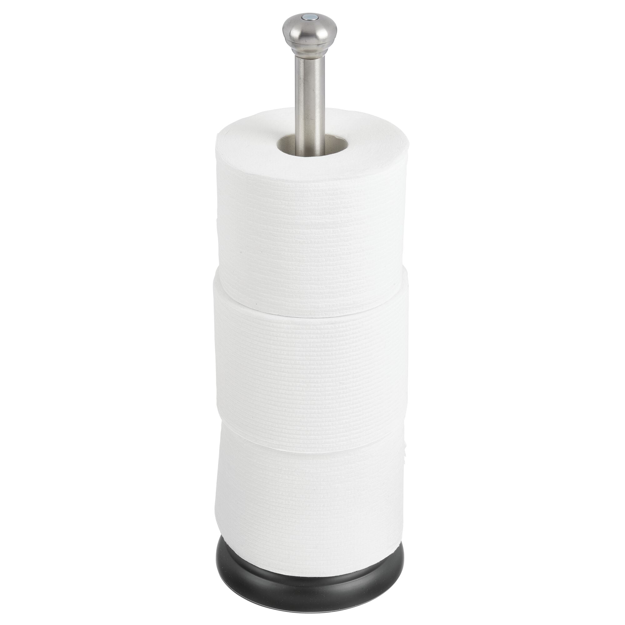 mDesign Metal Free-Standing Toilet Paper Holder - Brushed/Black