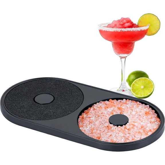 2-in-1 Margarita Salt Rimmer Set with Cocktail Tray & Juice Sponge – Dual Salt & Sugar Rimmer for Cocktails, Fits Most Margarita Glasses