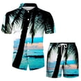 thumbnail image 4 of Conjunto de ropa de playa hawaiana para hombre Conjunto de 2 piezas de camisa bohemia de verano y pantalones cortos Pompotops  oipoqjl51280, 4 of 9