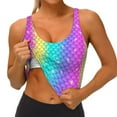 thumbnail image 4 of Xecao Rainbow Scales2 for Sports Bra with Removable Pads, Crop Tank Top Design, Women's Longline Sports Bra - Non-Wired - Medium, 4 of 9