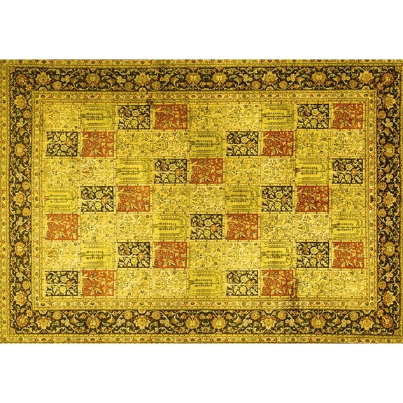 Ahgly Company Indoor Rectangle Persian Yellow Traditional Area Rugs, 5' x 7'