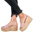 thumbnail image 4 of adviicd Wedge Sandals for Women Hot Slippers for Women Wedges Shoes Toe Ladies Slippers For Women Peep Causal Slippers Womens Fuzzy Robe And Slippers, 4 of 5