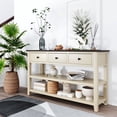 thumbnail image 2 of MODERNLUXE 50" Console Table,Retro Storage Sofa Table with 3 Drawers, Open Shelves and Wood Frame for Living Room, Espresso+Beige, 2 of 7