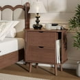 thumbnail image 3 of Alohappy Nightstand with Charging Station, Mid Century Night Stands, Fluted Bedside Table with Drawers & Shelves, 22.4" Large Modern End Table Side Table for Bedroom (Walnut, 1pc), 3 of 9