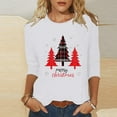 thumbnail image 2 of LiMoi Women's Cozy Xmas Tees with 3/4 Sleeve Round Neck and Jolly Xmas Tree Print Tshirts Tops Shirts Blouse My Items, 2 of 5