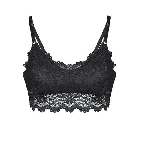 

Women Bralette with Removable Padded Bandeau Bra Adjustable Boob Strap Modal Top Tube Lace