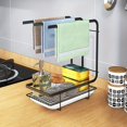 thumbnail image 2 of 1pc Kitchen Dishcloth Towel Rack Wall-mounted Punch-free Table Storage Rack Scouring Pad Steel Wire Ball Draining Rack Sponge Holder With Drain Pan For Kitchen Sink Home Kitchen Supplies, 2 of 8
