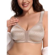 Deyllo Women Plus Size Non Padded Bra Full Coverage Support Minimizer Bra Seamless Unlined Brown Bras Clothes Size 38DD