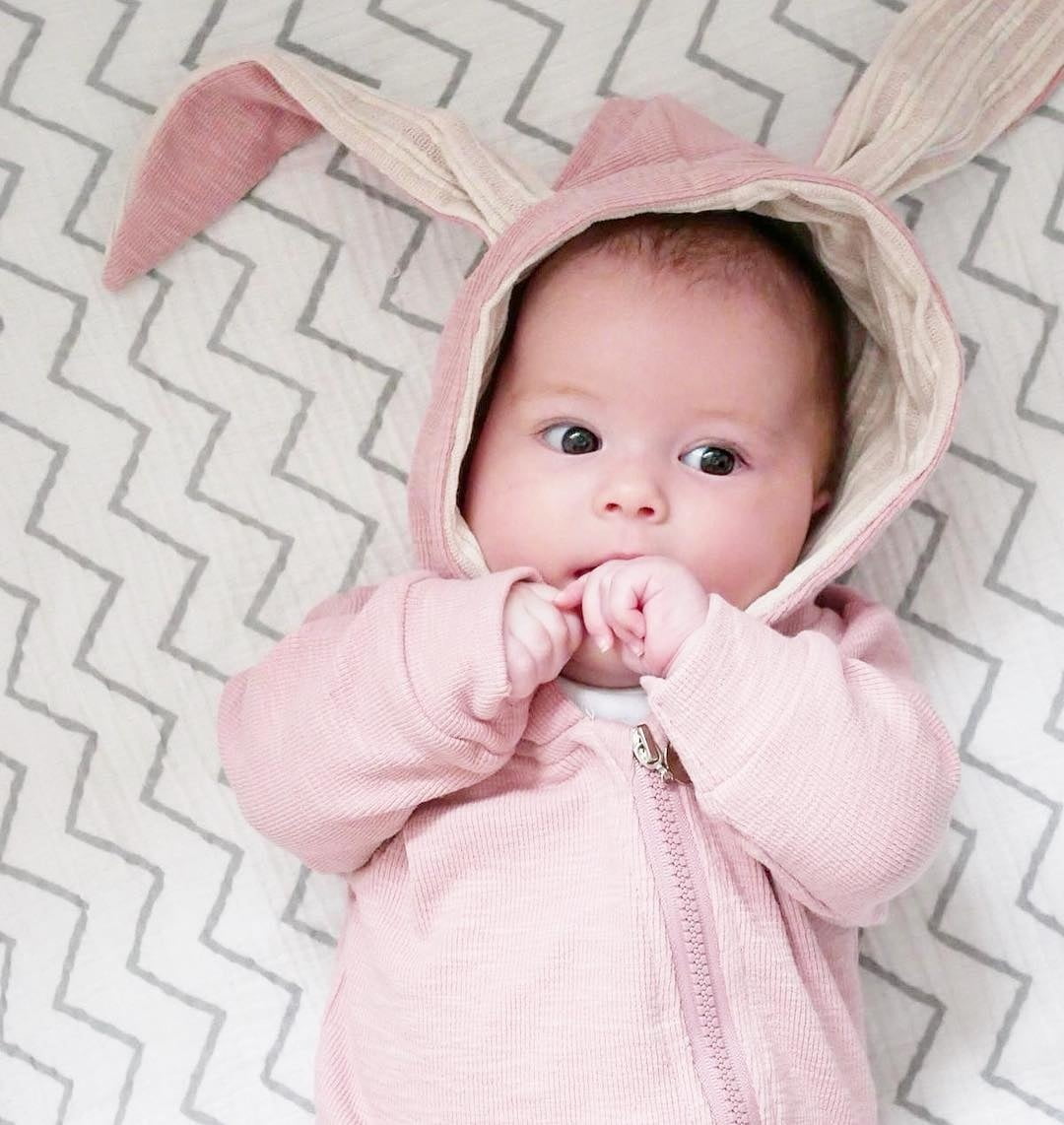 Newborn Baby Girl Boy Long Sleeve Bunny Hooded Romper Outfit Bodysuit Easter 