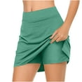 thumbnail image 2 of Feancey Skorts for Women Tummy Control Athletic Golf Skirt Summer Trendy Side Slit Tennis Skirts Solid Casual High Waisted Yoga Shorts Green L, 2 of 6