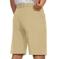 thumbnail image 4 of hlysgo Dress Shorts Men with Elastic Waist Casual Solid Color Golf Shorts for Men 9 Inseam Relaxed Fit Summer Bermuda Shorts with Pockets Beige,M, 4 of 8