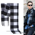 thumbnail image 2 of Bufanda a rayas a cuadros para hombre y mujer, chal térmico informal de diseñador de marca de negocios, bufandas de Cachemira, silenciador oficial, Invierno Fivean unisex, 2 of 2
