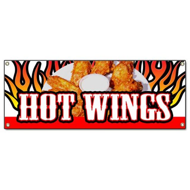 SignMission B-Hot Wings Bannière 18 x 48 Po. Hot Wings