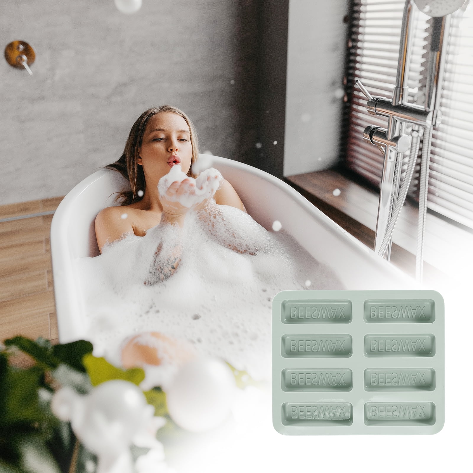 Beeswax Candle Mould,8Grids Beeswax Bar Mould Makes 8 x 2.8oz Reusable Easy Release Bees Wax Module for Wax Candle Making Butter Candy Chocolate Grey 2Pcs