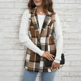 thumbnail image 4 of Youmylove Womens Coats Plaid Vest Coat Leisure Lapel Neck Button Front Sleeveless Jacket Outerwear Dressy Classic Outerwear, 4 of 7