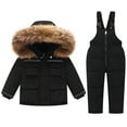 thumbnail image 1 of TIEVOSA Garçons Filles Enfants Manteau en Duvet à Capuche et Salopette de Ski Combinaison de Neige Ensemble d'Hiver Chaud, 1 of 3