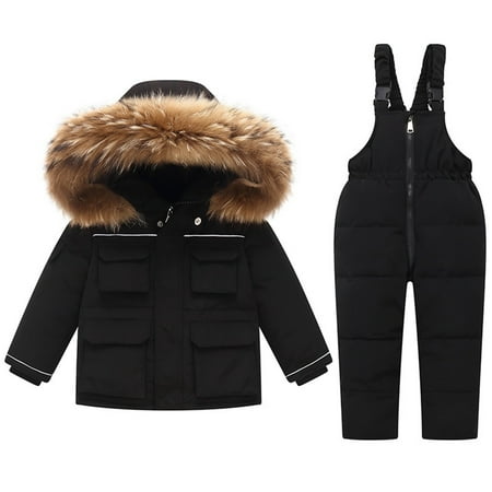 

Kids Jackets for Girls Coats Warm Hooded Down and Ski Bib Pants Warm Lovely Outfit Sets Warm Outerwear Jacket for Baby Boys Girls