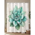 thumbnail image 4 of Turquoise Succulent Shower Curtain Set ，Waterproof Fabric Shower Curtains Watercolor Green Leaves Ferns Plants Shower Curtains for Bathroom,Bathroom Decor 36"x72", 4 of 6