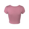 thumbnail image 3 of KOGMO Womens Short Sleeve Crop Top Solid Round Neck T Shirt, 3 of 7
