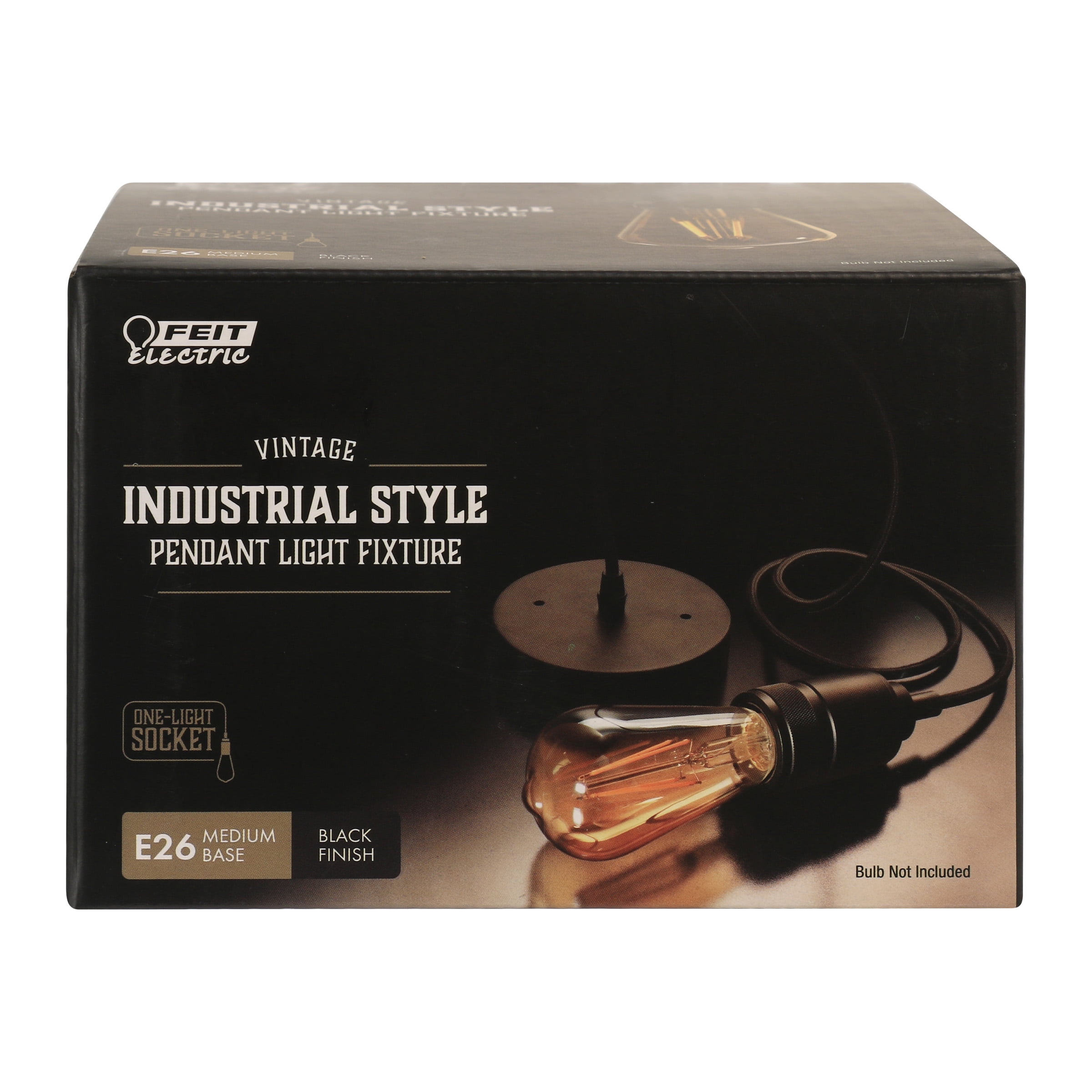 (2 pack) Feit Electric Industrial 55" inch Assembled One Socket Matte Black Pendant Light