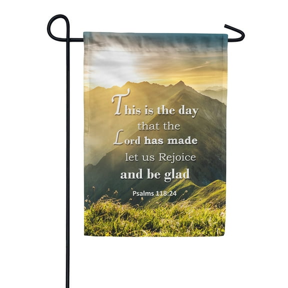 America Forever Bible Verse Garden Flag - 12.5 x 18 inch - Psalm 118:24 This is the day the Lord has made - Christian Quotes Double Sided Religious Outdoor Yard Decorative Inspirational Flag