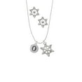 thumbnail image 2 of Delight Jewelry Silvertone Capital Letter - O - Pebble Disc - Silver tone Snowflake Charm Necklace and Stud Earrings, 2 of 4