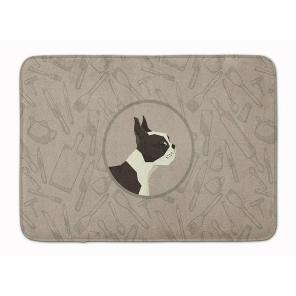 Boston Terrier In the Kitchen Machine Washable Memory Foam Mat