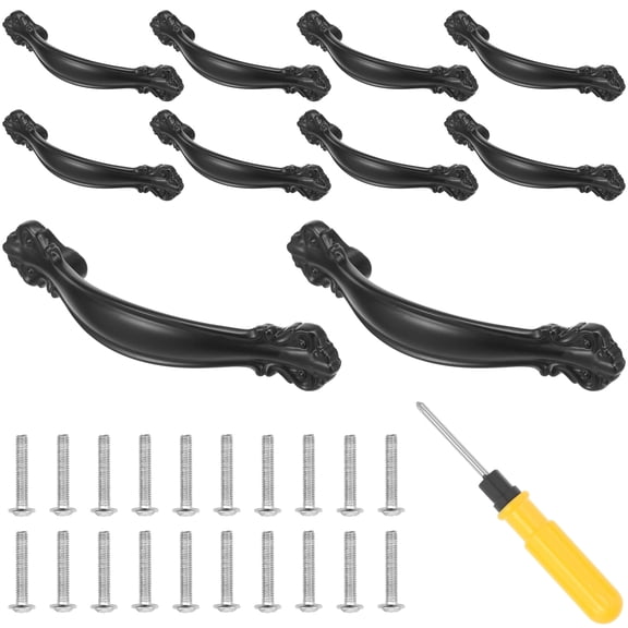 10Pcs Metal Cabinet Handle Set, 2.5 Inch Hole Spacing Easy Install Drawer Pull, Exquisite Zinc Alloy Furniture Cupboard Door Pull Handle for Kitchen, Bathroom, Wardrobe, Black