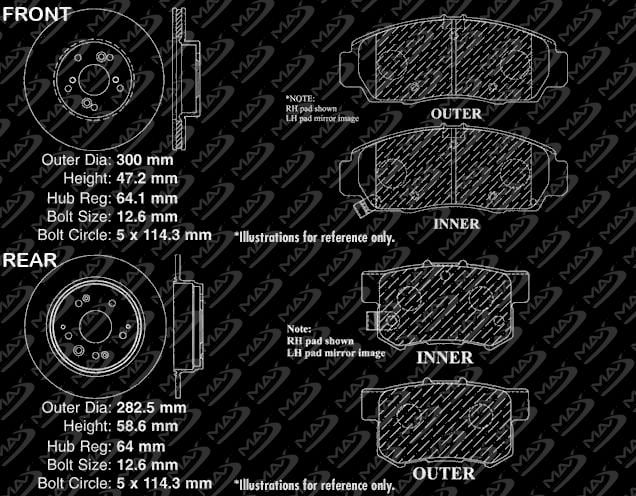 Type S Models E-Coated Slotted Drilled Rotors + Ceramic Pads Fits: 1999 99 2000 00 2001 01 2002 02 2003 03 Acura TL; Incl Max Brakes Front /& Rear Elite Brake Kit KT005883
