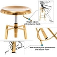 thumbnail image 4 of Metal Bar Stools Set of 2, Modern Backless Adjustable Swivel Counter Height Barstools with Bullnosed Seat, Hoop Footrest, Rubber Pads for Kitchen Island, Bar, Dining or Pub (Gold), 4 of 12