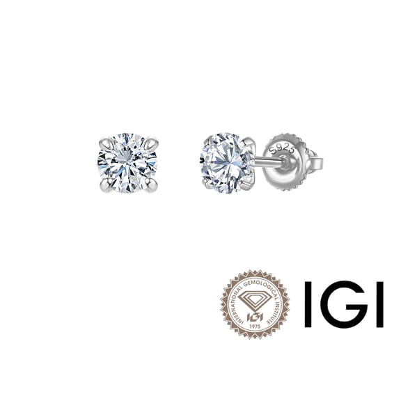 CRITI RORA IGI Certified 0.2CTW Round Lab-Grown Diamond Solitaire Studs, 925 Sterling Silver