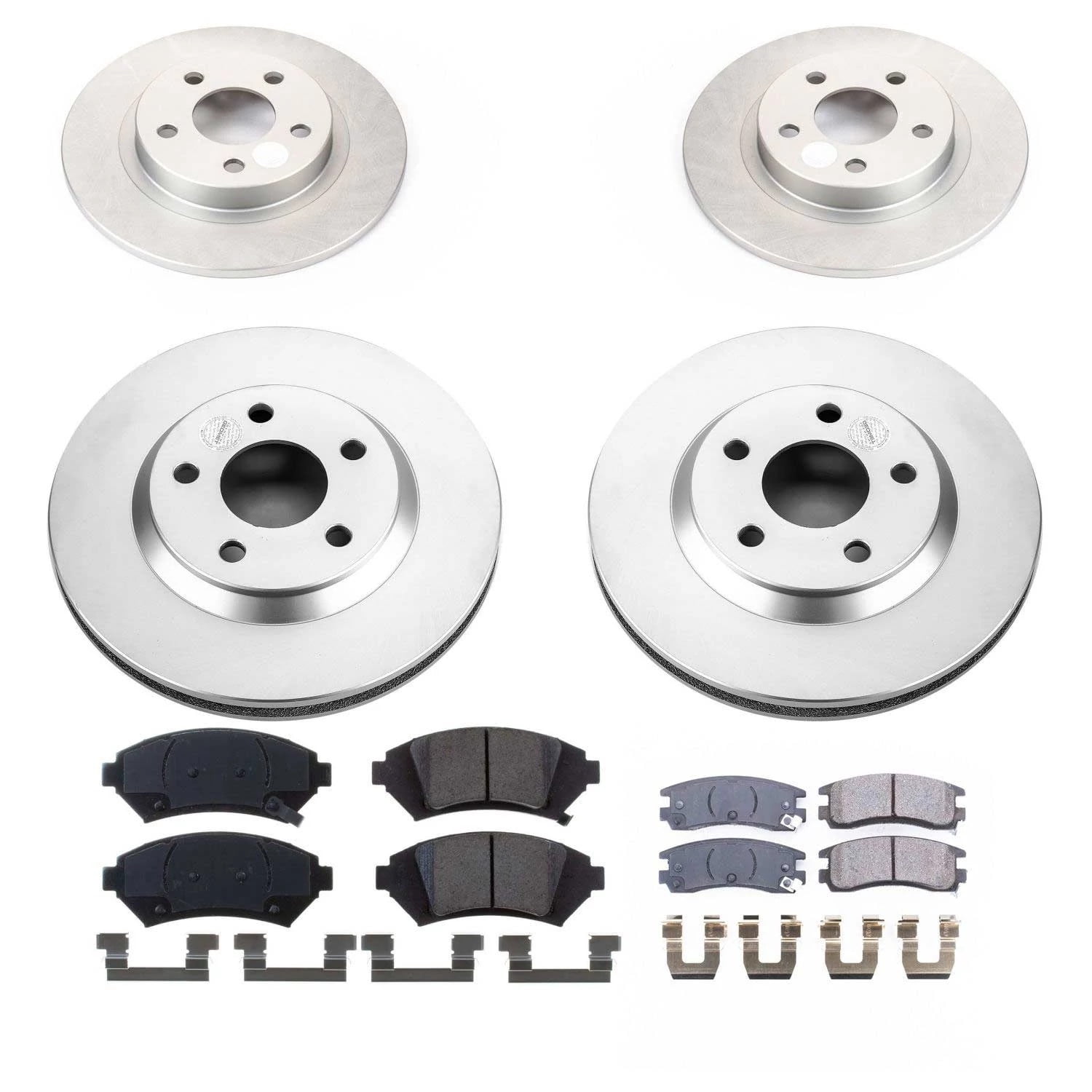Power Stop Front and Rear Geomet Coated Brake Rotor and Pad Kit CRK8438