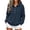 Navy, variant on Women Waffle Knit Polo Sweatshirt Sevevn Collared Henley Button Long Sleeve Side Pocket Loose Casual Pullover Tops