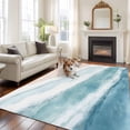 thumbnail image 2 of Ombre Blue Coastal Area Rugs 5'x8', Washable Small Throw Rugs for Classroom Bedroom, Summer Ocean Beach Gradient Waves Beige Indoor Outdoor Rug Non-Slip Low Pile Carpet Runner Reversible Floor Mats, 2 of 8