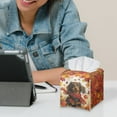 thumbnail image 6 of Psesaysky PU Leather Tissue Box Cover Square with Bottom Belt, Dachshund Maple Leaves Waterproof Tissue Box Holder for Bathroom Bedroom Office Desk, Fall Decorative Organizer, 6 of 7
