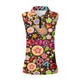thumbnail image 3 of Trendfront Women Hippie Tank Tops Sleeveless Zip Up Henley Peace Love Graphic Tee Retro 70s Psychedelic Flower Golf Tennis Athletic Clothing, 3 of 3