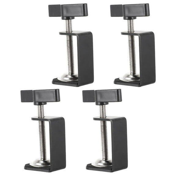 FOMIYES 4Pcs C-Shaped Desktop Clamp Bracket in Black Plastic for Space Saving and Firm Fixing 3.54X2.16X1.38In