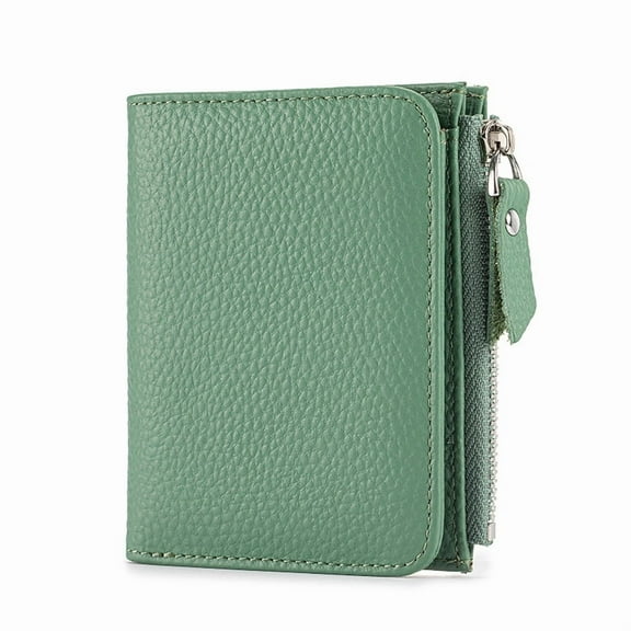 Women's Leather Wallet, RFID Blocking Bifold Wallet for Women, Ladies Soft Fashion Purse with Zipper Coin Pocket (Green)