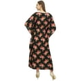 thumbnail image 5 of Bimba Women's Black Floral Printed Pattern Cotton Caftan With Kimono Sleeve-4, 5 of 5