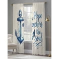 thumbnail image 3 of Blue Anchor Sheer Curtains 108 Inch Long 2 Panels, Watercolor Hope Anchors The Soul Linen Texture Light Filtering Rod Pocket Curtains, Sheer Voile Drapes for Living Room Bedroom, 52"x108", 3 of 8